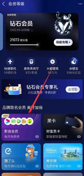 支付宝钻石会员每月免费领腾讯/优酷等会员